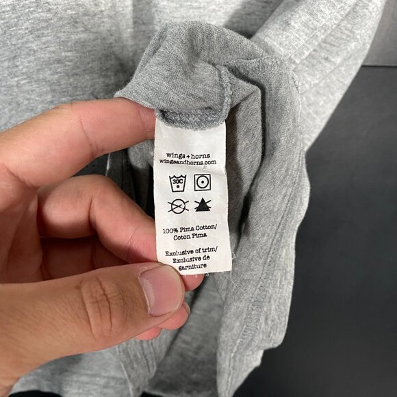 Wings + Horns Classic Pima Cotton Pocket T-shirt Gray men's size XS - Picture 4 of 5